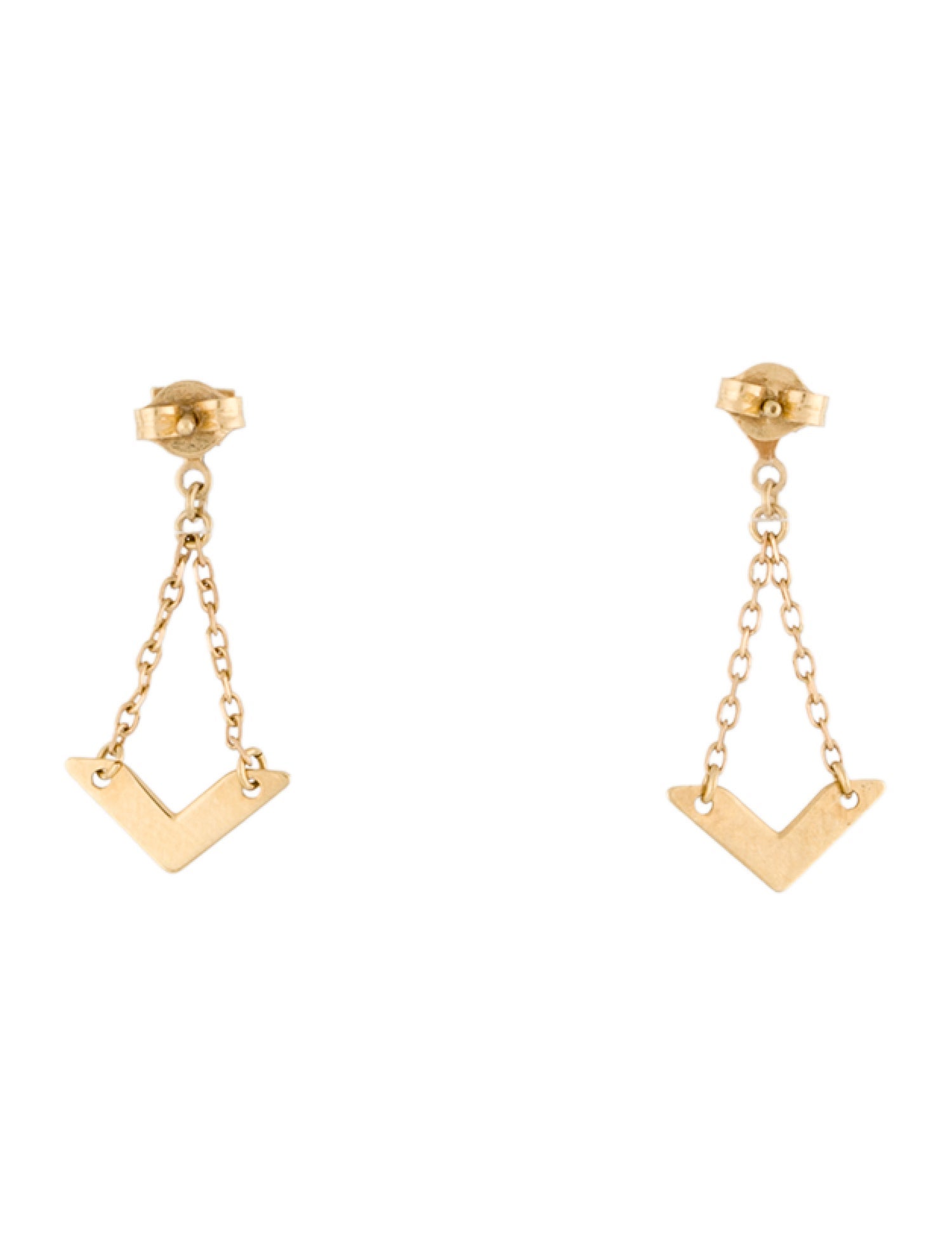 Earrings 18K Chevron Drop Earrings